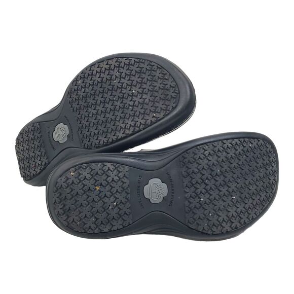 TIMBERLAND PRO Shoes Womens Size 5.5 Black Leather Slip On Nursing Clogs 39689 - Picture 9 of 11